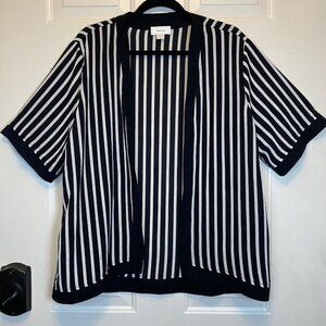 Kamana Vertical Striped Open Front Short Sleeve Lightweight Cardigan Sz M